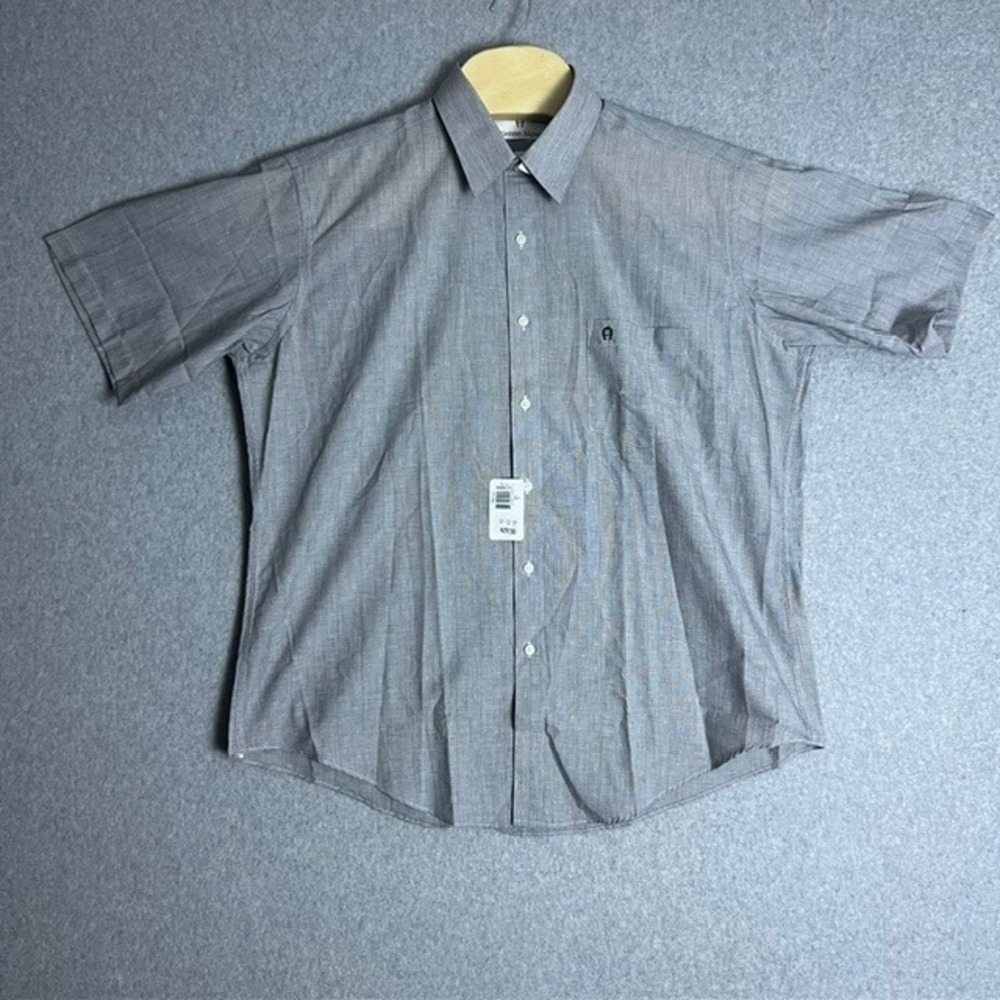 NWT Etienne Aigner Men's Gray Short Sleeve Button Up‎ Shirt Size 17